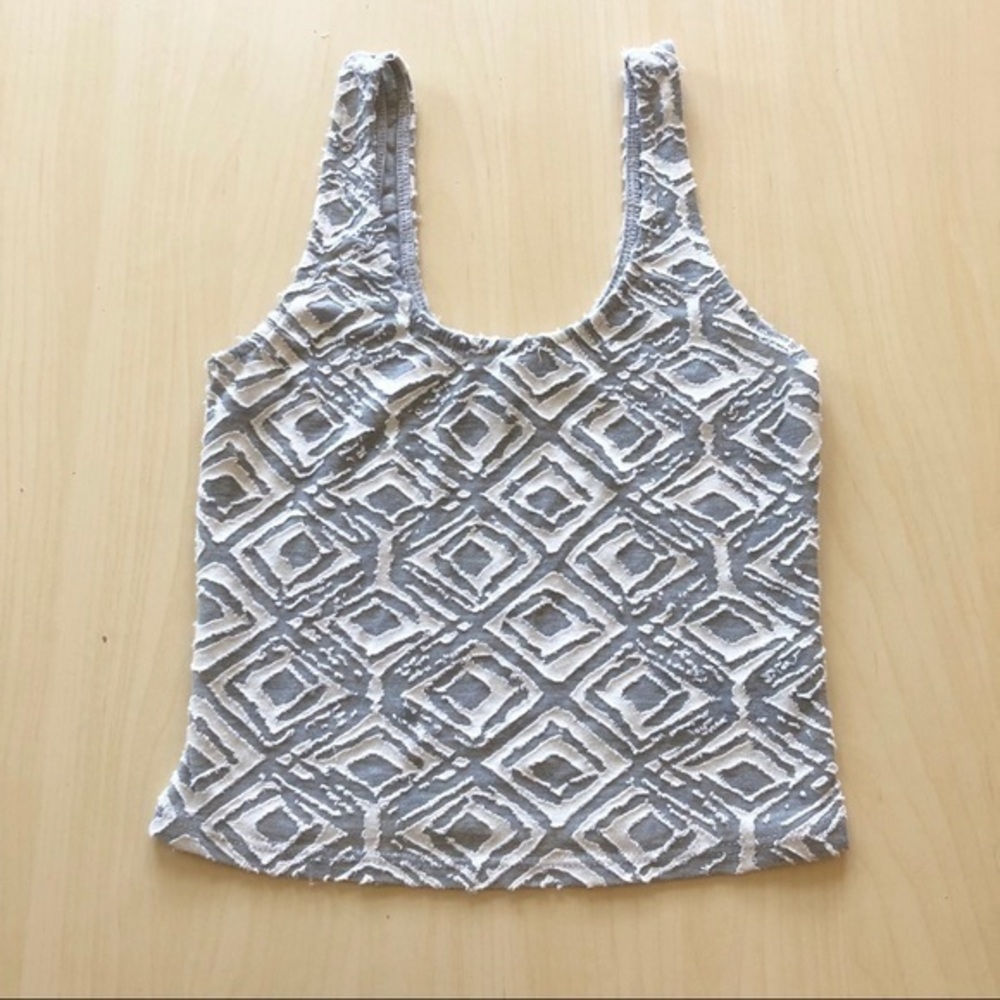 UO Light Gray and White Crop Tank Top Small